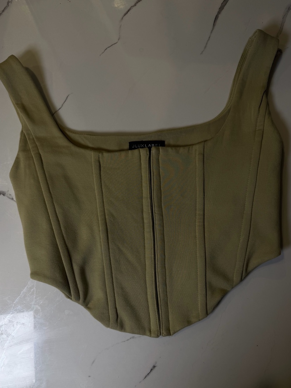 JLUXLABEL Olive Structured Corset Crop Top